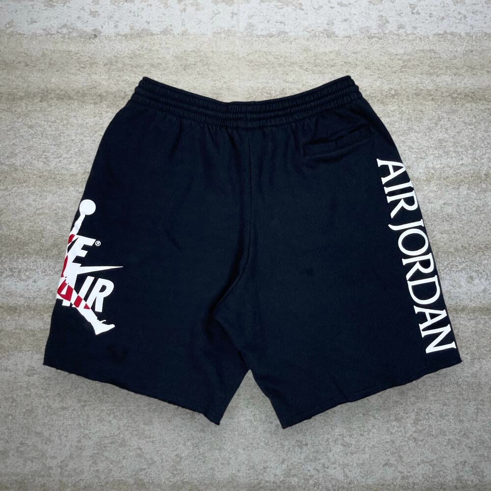 Vintage Y2K Jordan Sweat Shorts Mens L Jet Black White Red Distressed 9" Inseam
